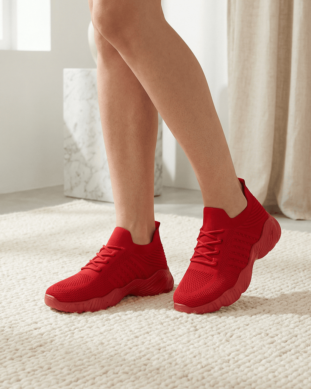 Women’s Knit Lace-Up Running-Style Sneakers