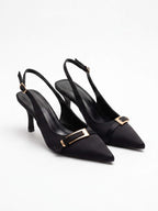 Women’s Buckle-Accent Pointed Slingback Heels