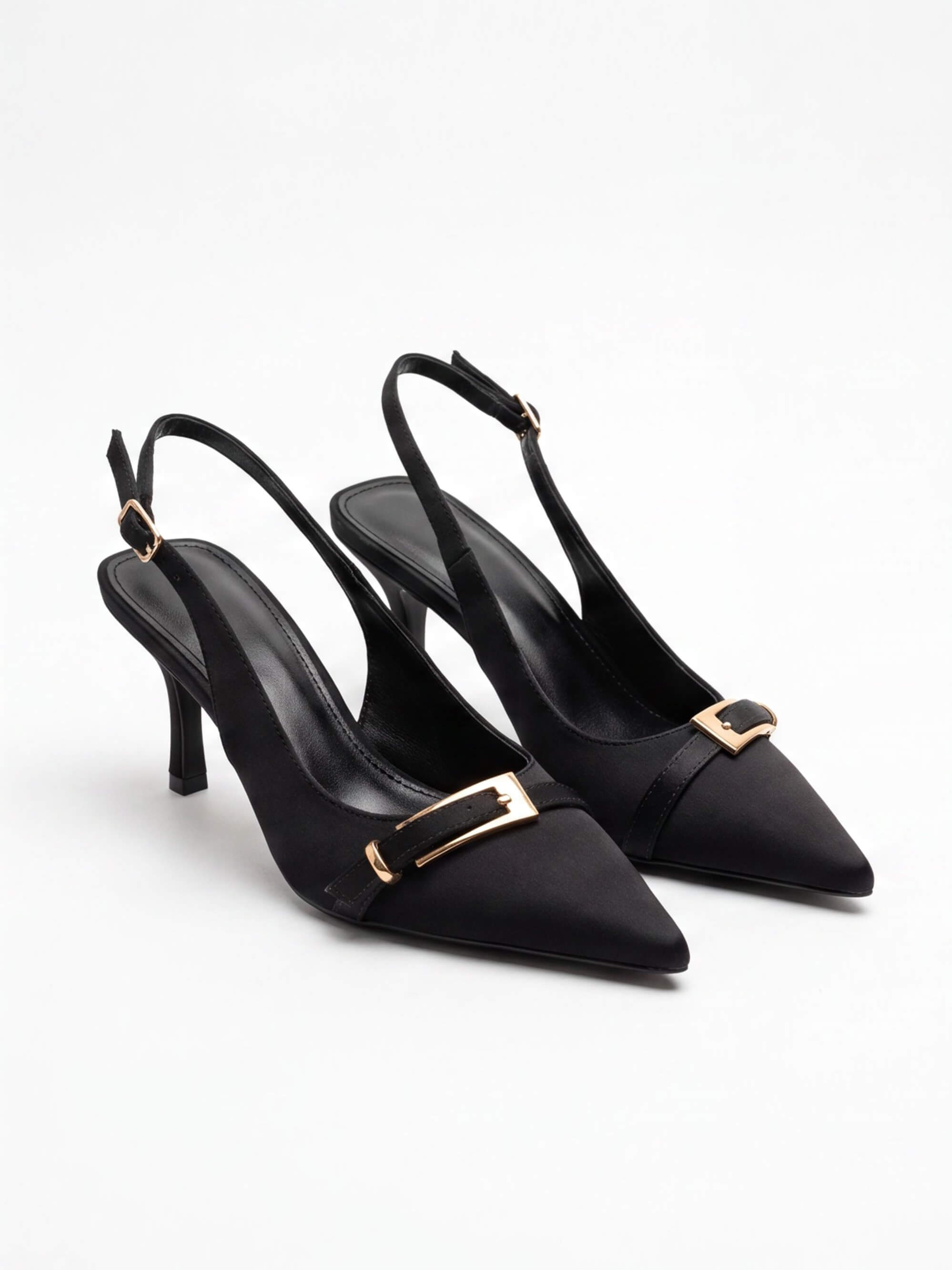Women’s Buckle-Accent Pointed Slingback Heels