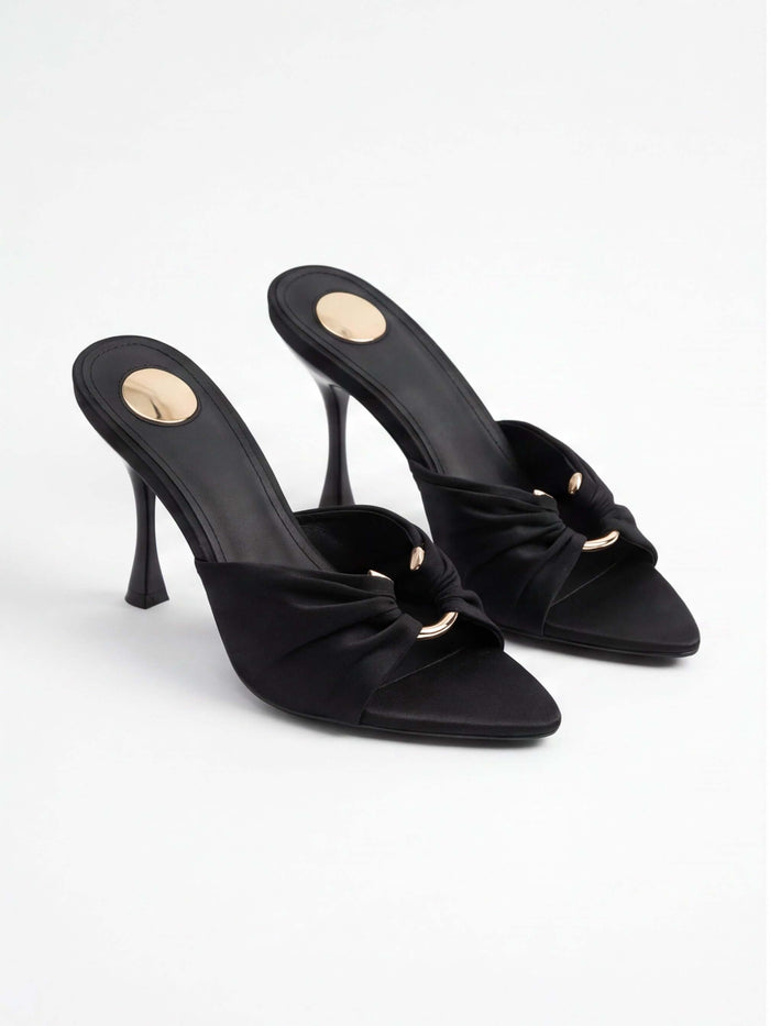 Women’s Twisted-Front Pointed Heeled Mules