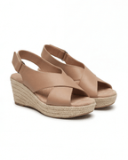 Women’s Nude Crisscross Espadrille Platform Wedge Sandals