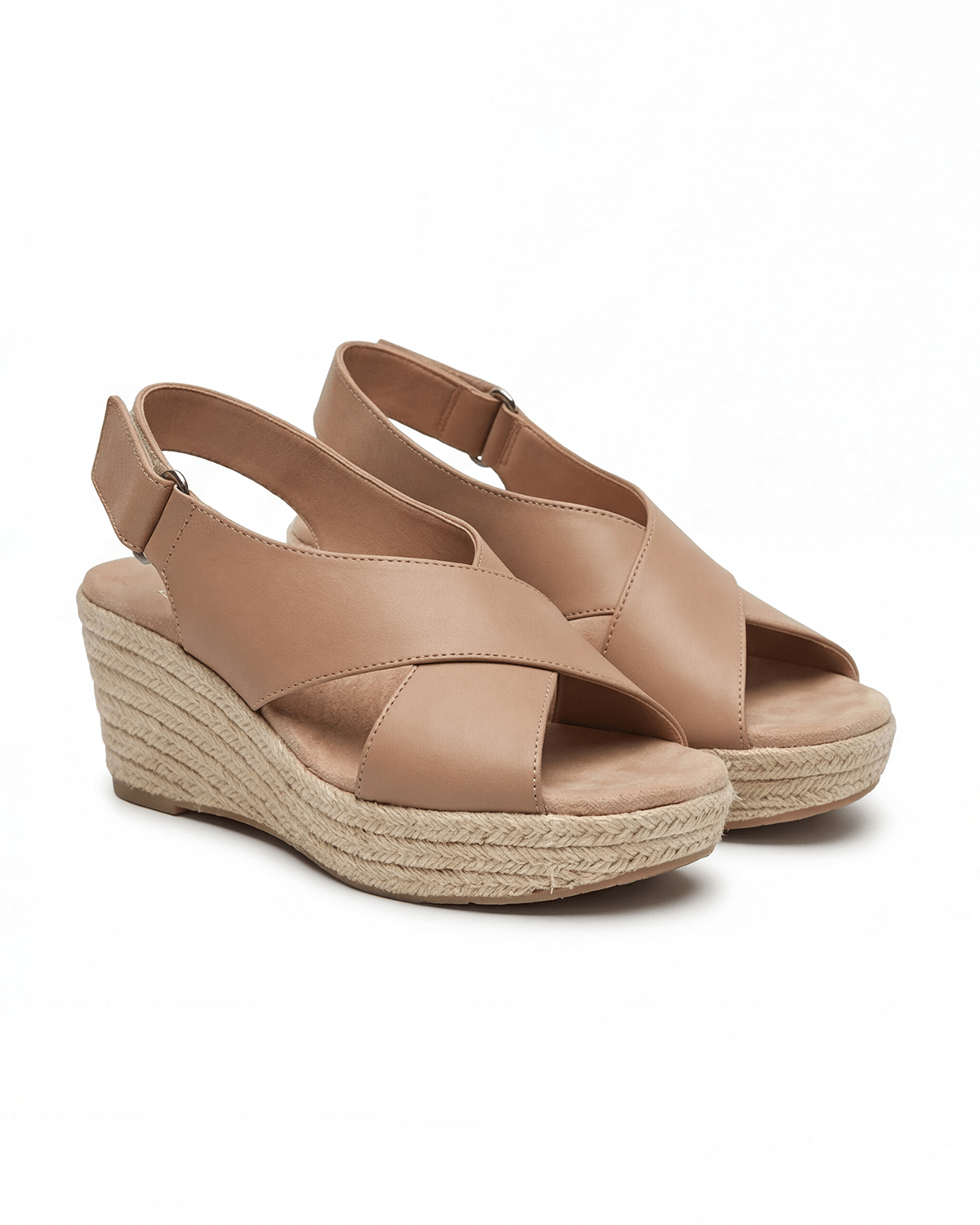 Women’s Nude Crisscross Espadrille Platform Wedge Sandals