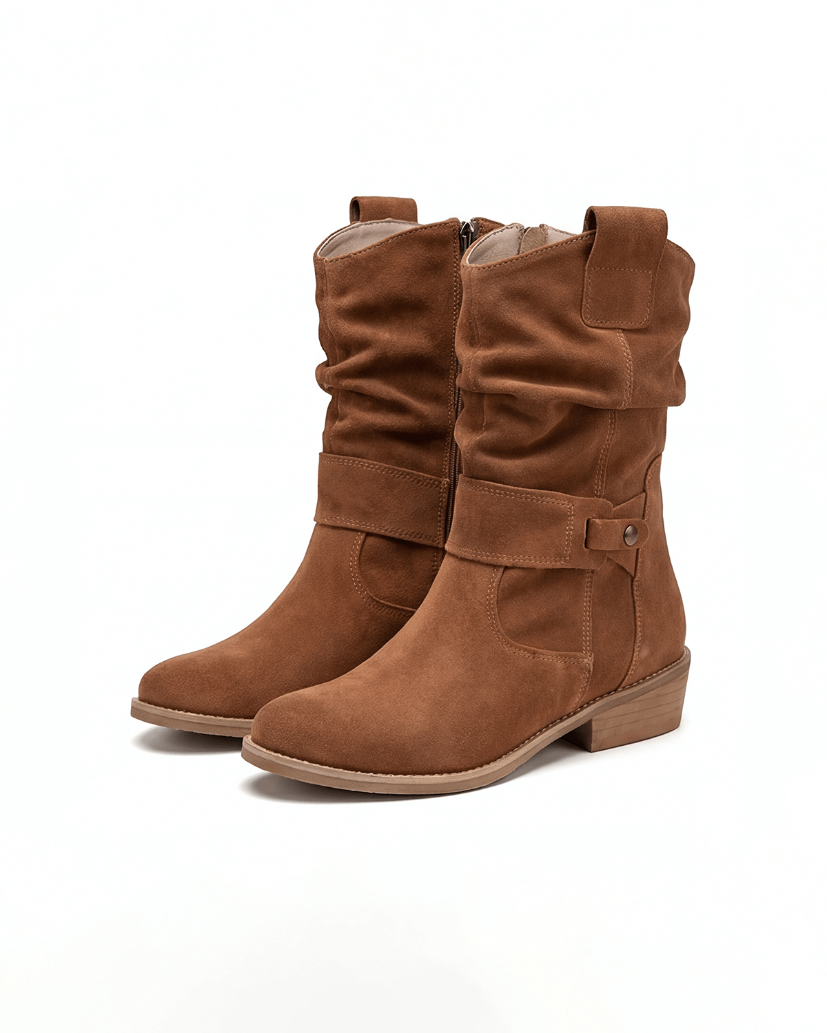 Women’s Slouch Buckle Strap Mid-Calf Boots