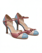 Women’s Pastel Colorblock Bow Ankle-Strap Heels