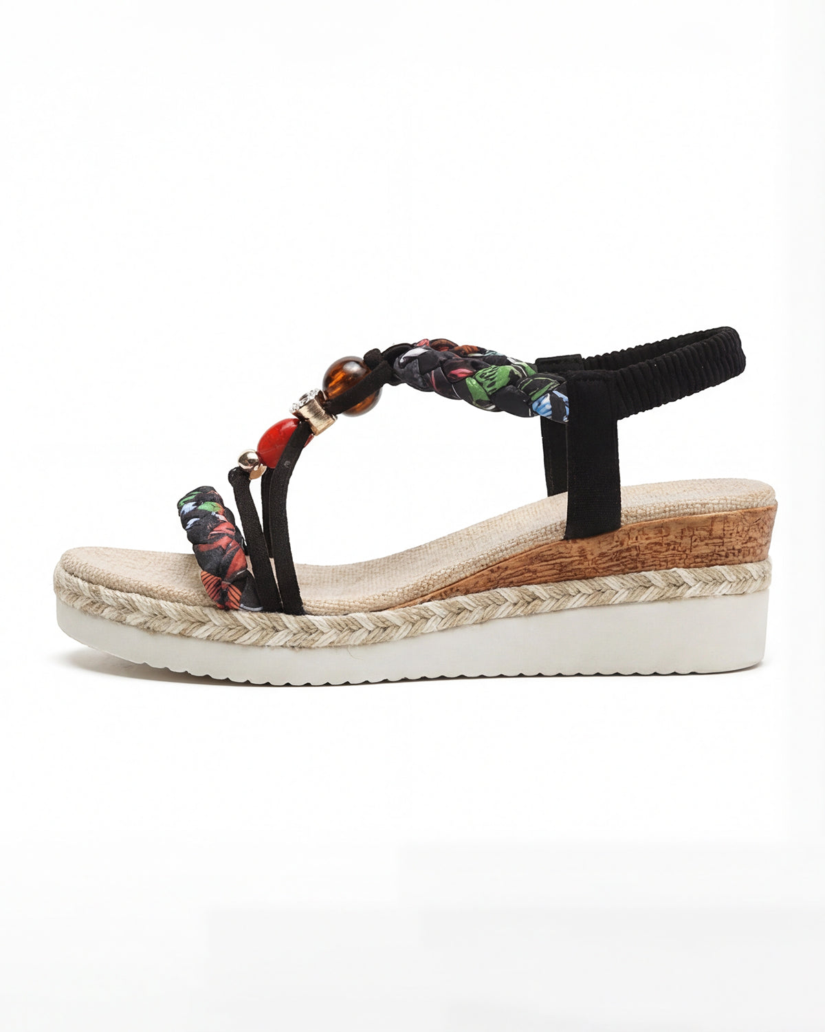 Women’s Beaded Braided Strap Platform Sandals