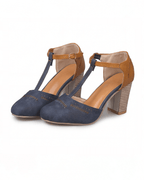 Women’s Two-Tone T-Strap Block Heel Pumps