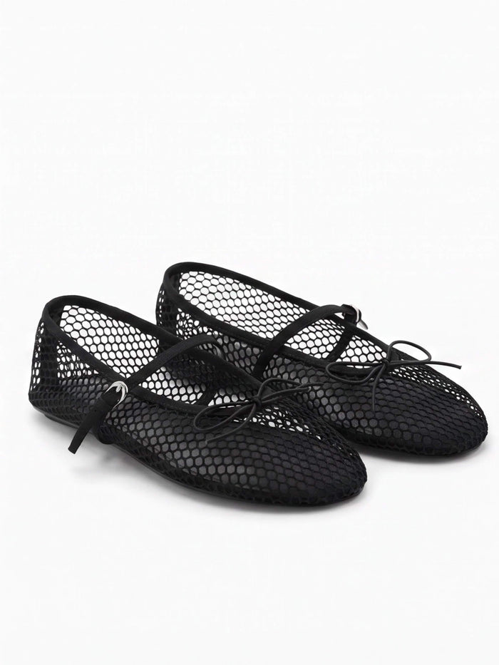 Women’s Mesh Bow-Detail Mary Jane Flats