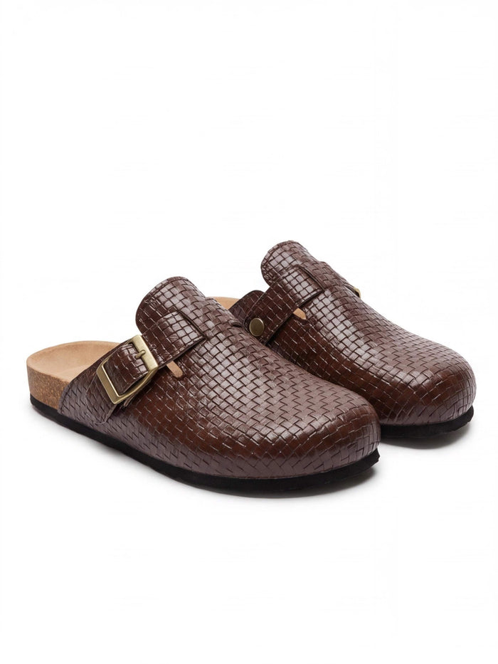 Women’s Woven Buckle Flat Clogs