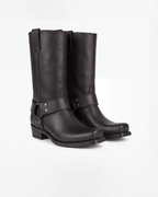 Women’s Mid-Calf Harness Boots with Low Heel