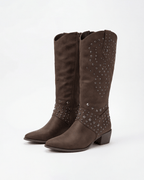 Women’s Western Studded Knee-High Boots with Block Heel