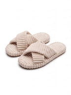 Women’s Plush Cross-Strap Slide Sandals