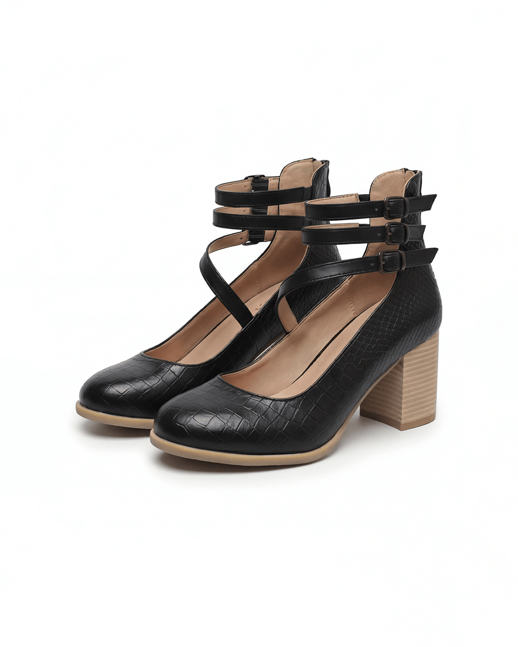 Women’s Triple-Strap Block Heel Pumps
