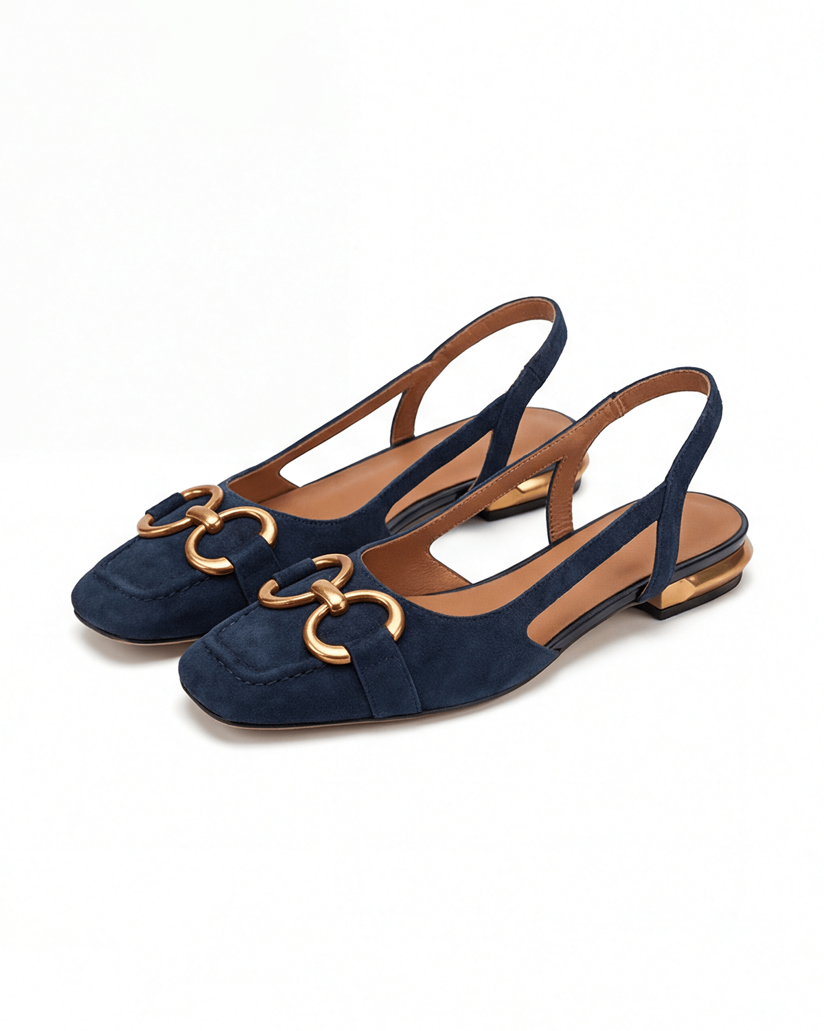 Women’s Slingback Flats with Gold Chain Detail