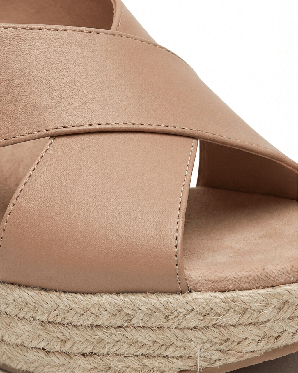 Women’s Nude Crisscross Espadrille Platform Wedge Sandals