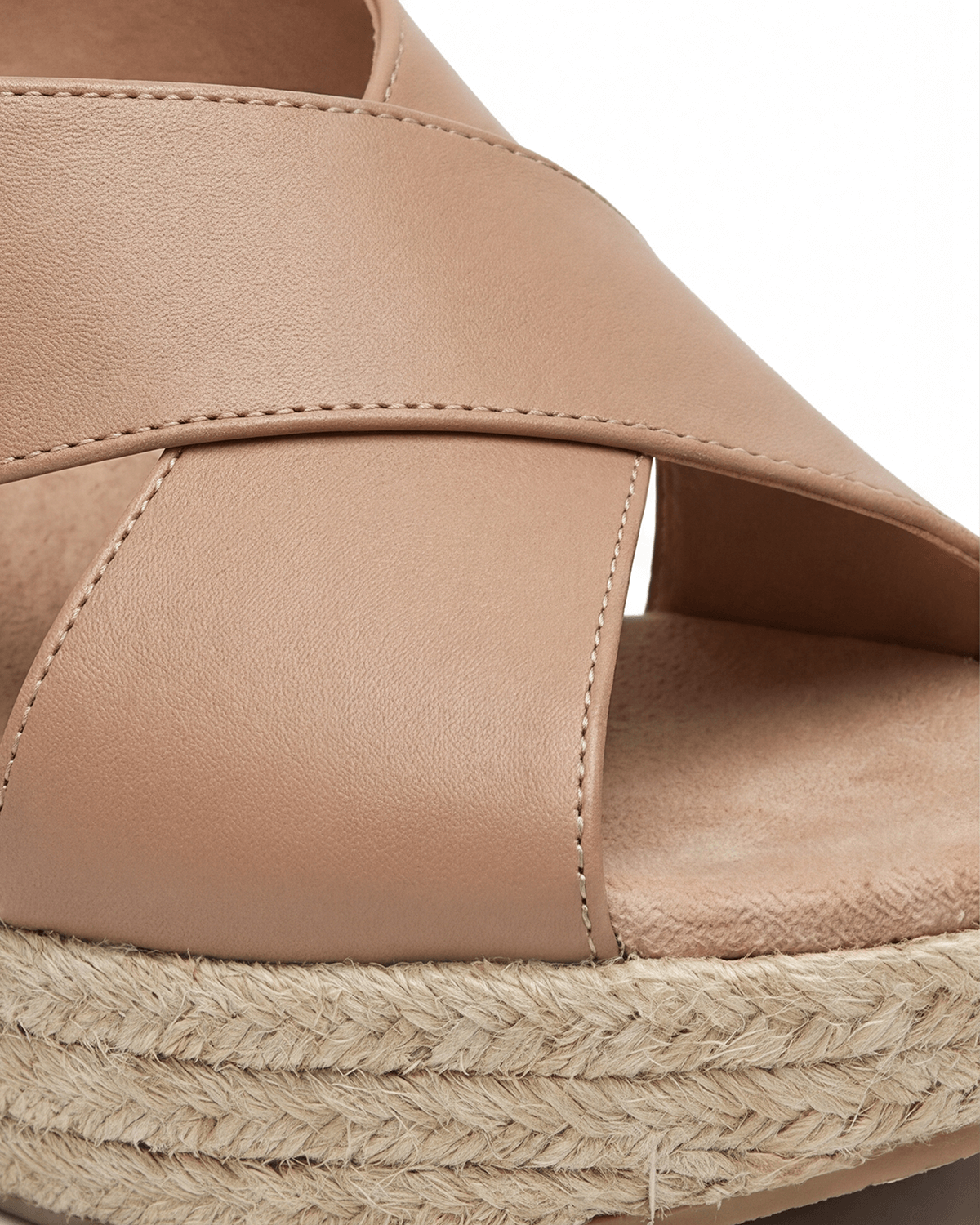 Women’s Nude Crisscross Espadrille Platform Wedge Sandals