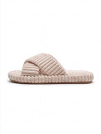 Women’s Plush Cross-Strap Slide Sandals