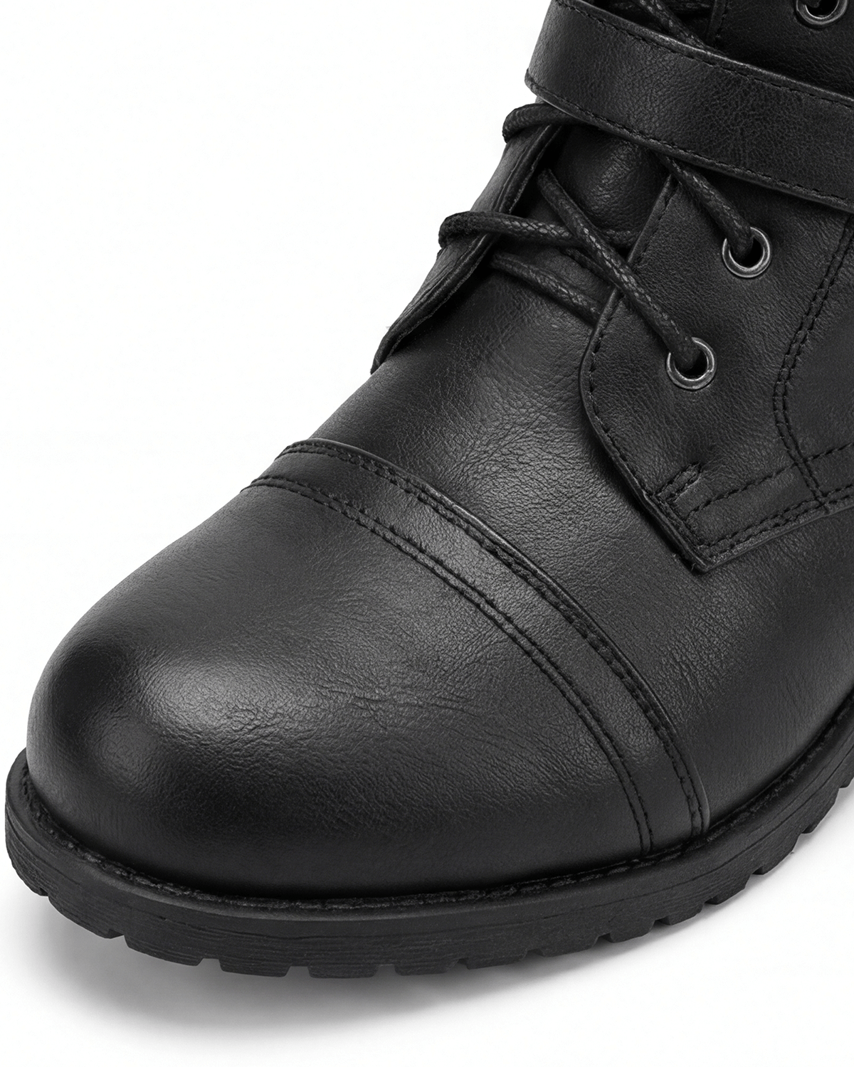 Women’s Knee-High Lace-Up Combat Boots with Buckles