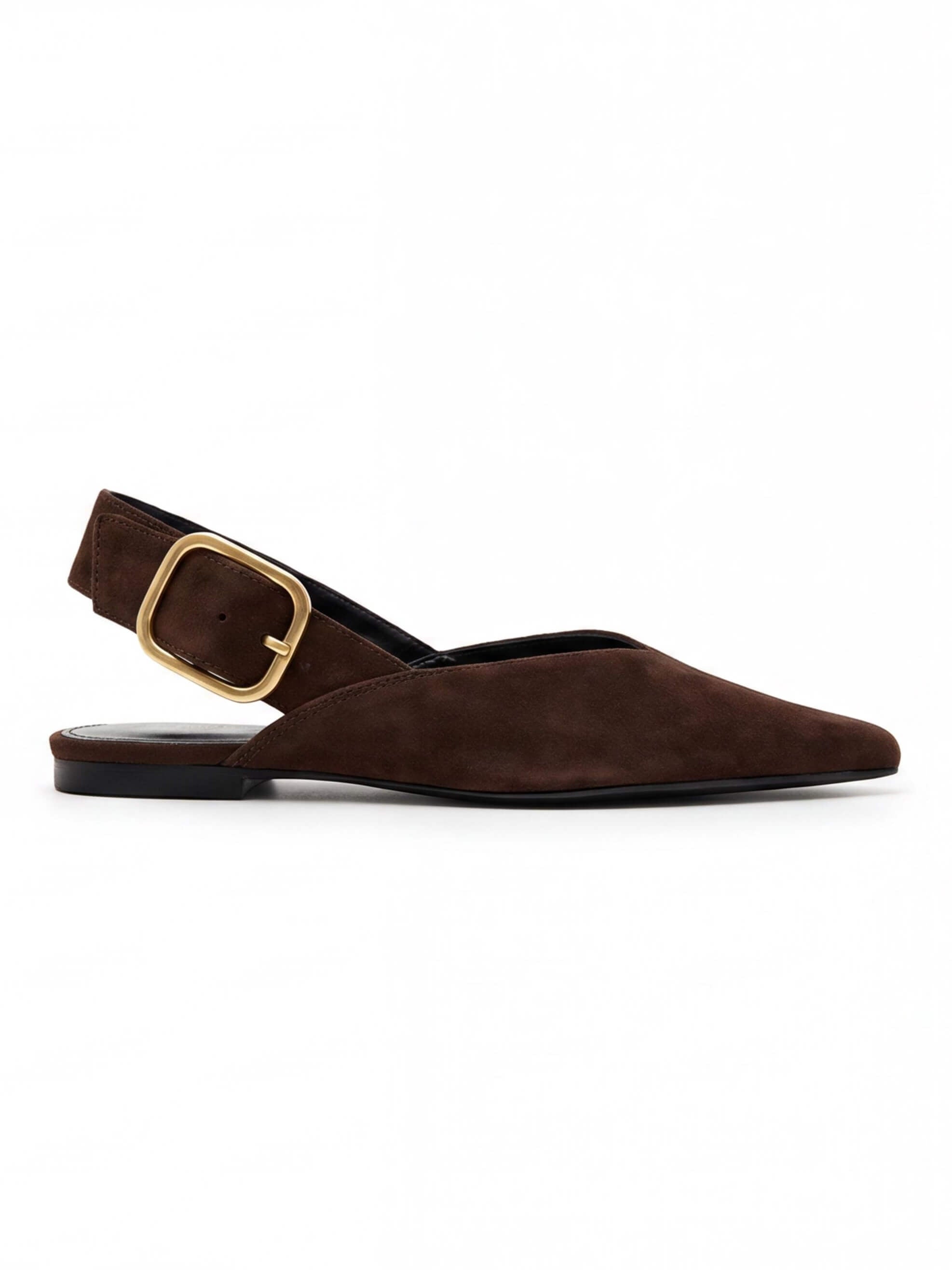 Women’s Buckle-Strap Pointed Slingback Flats