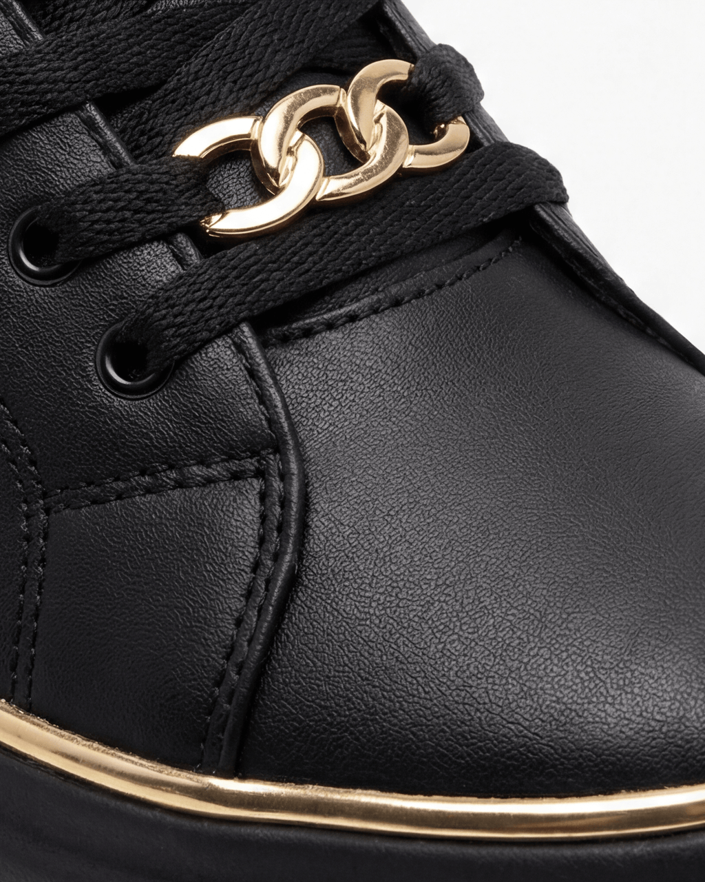 Women’s Platform Lace-Up Sneakers with Gold Chain Detail