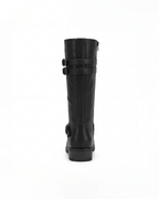 Women’s Knee-High Lace-Up Combat Boots with Buckles