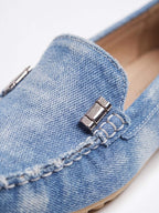 Women’s Frayed-Edge Moccasin Driving Loafers