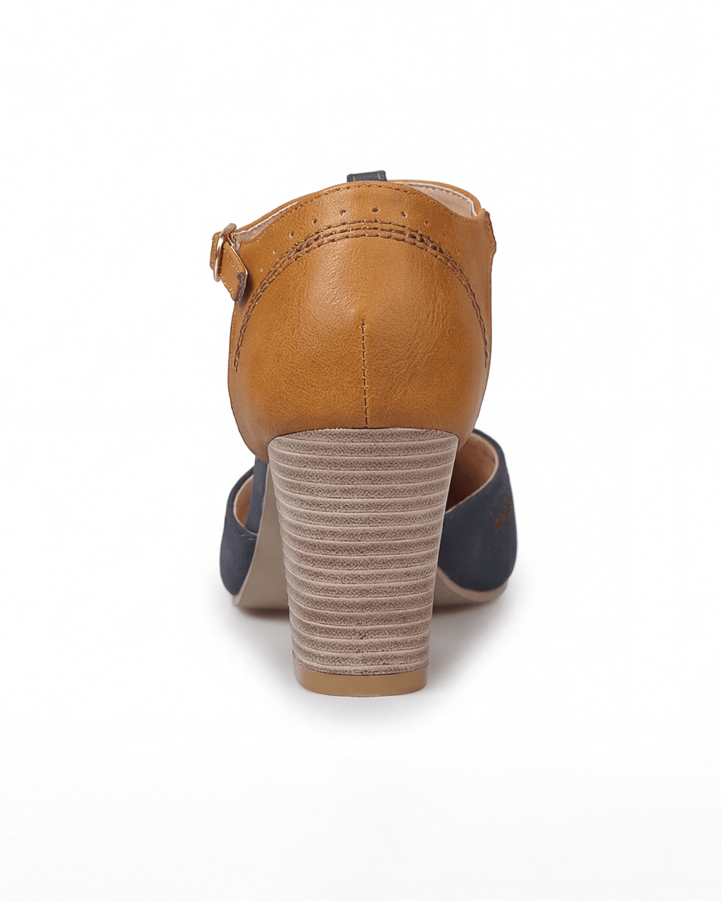 Women’s Two-Tone T-Strap Block Heel Pumps