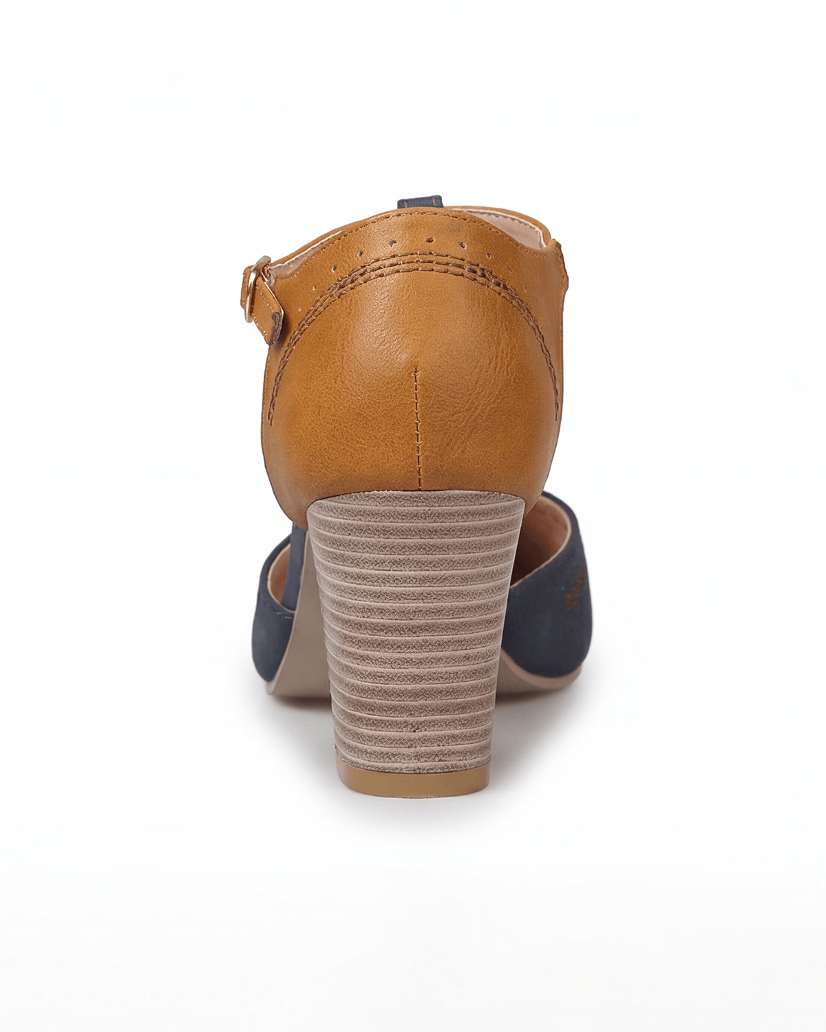 Women’s Two-Tone T-Strap Block Heel Pumps