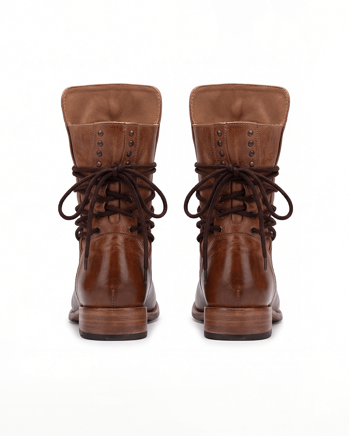 Women’s Lace-Up Ankle Boots with Studded Collar