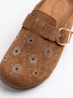 Women’s Embellished Buckle-Strap Flat Clogs
