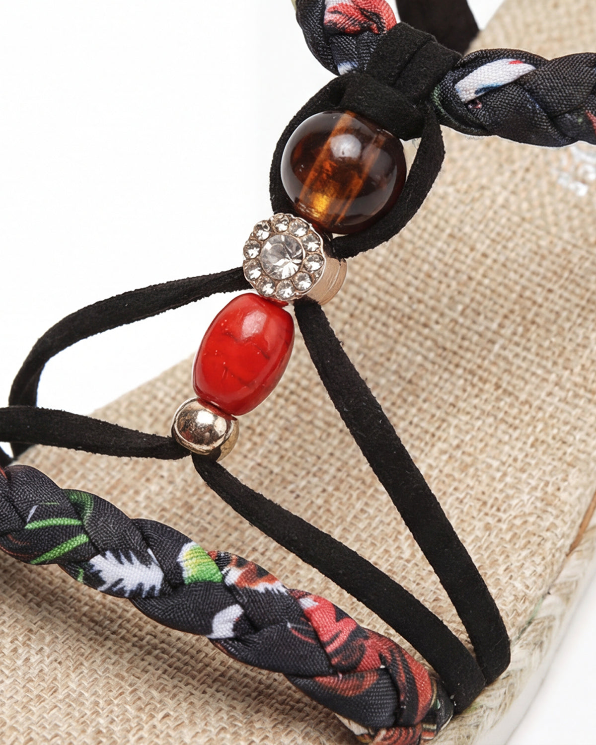 Women’s Beaded Braided Strap Platform Sandals