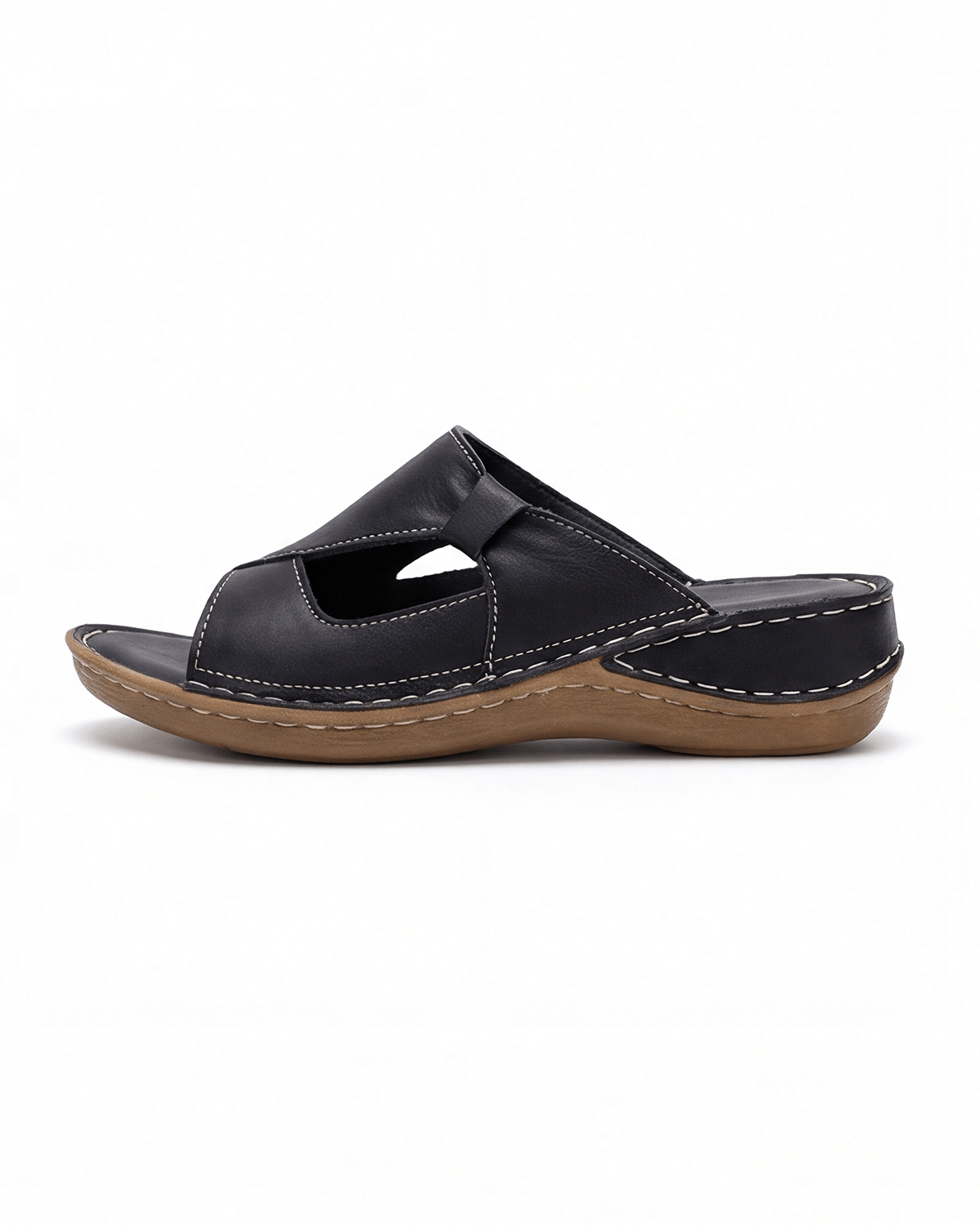 Women’s Cutout Slide Sandals with Contrast Stitching