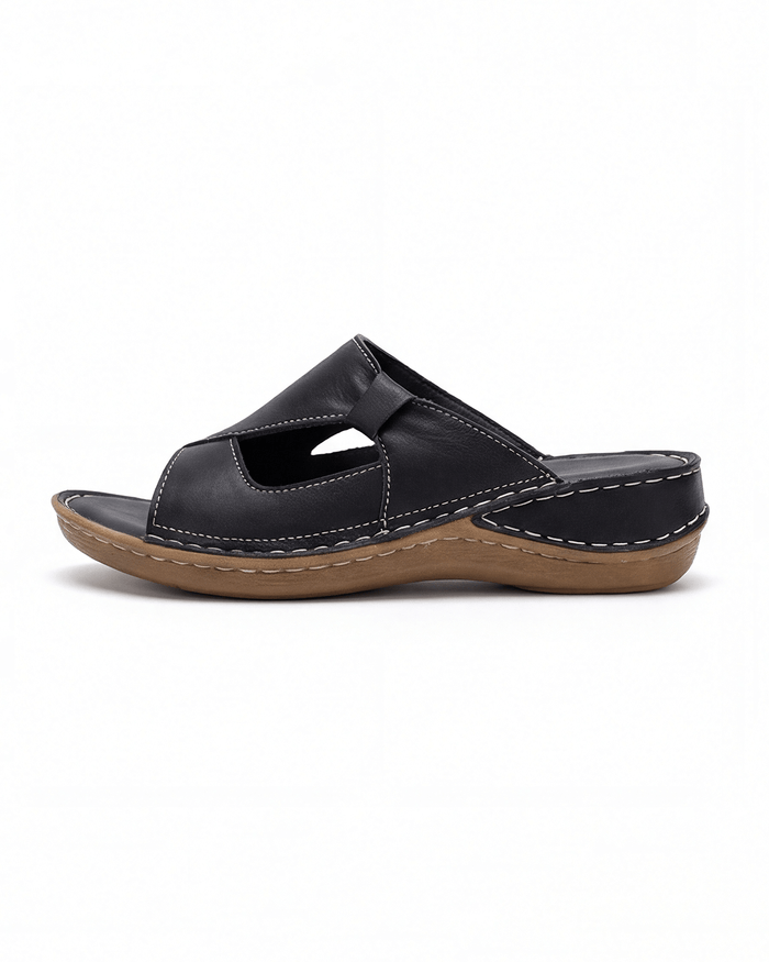 Women’s Cutout Slide Sandals with Contrast Stitching