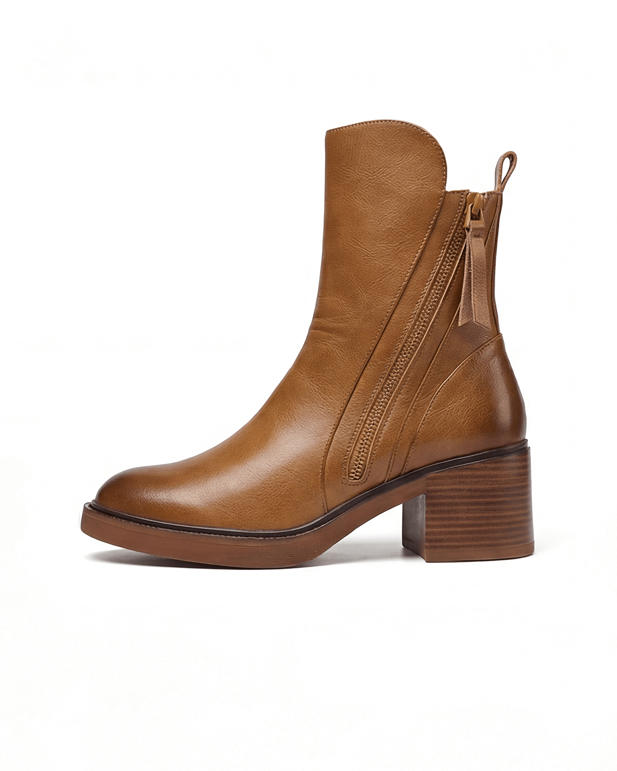 Women’s Block Heel Ankle Boots with Side Zip