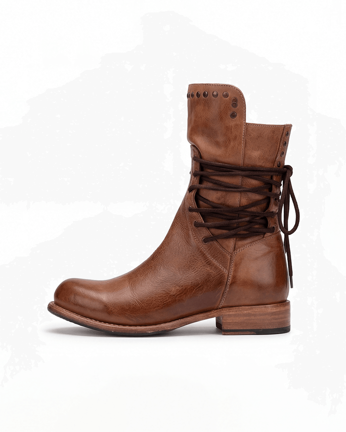 Women’s Lace-Up Ankle Boots with Studded Collar