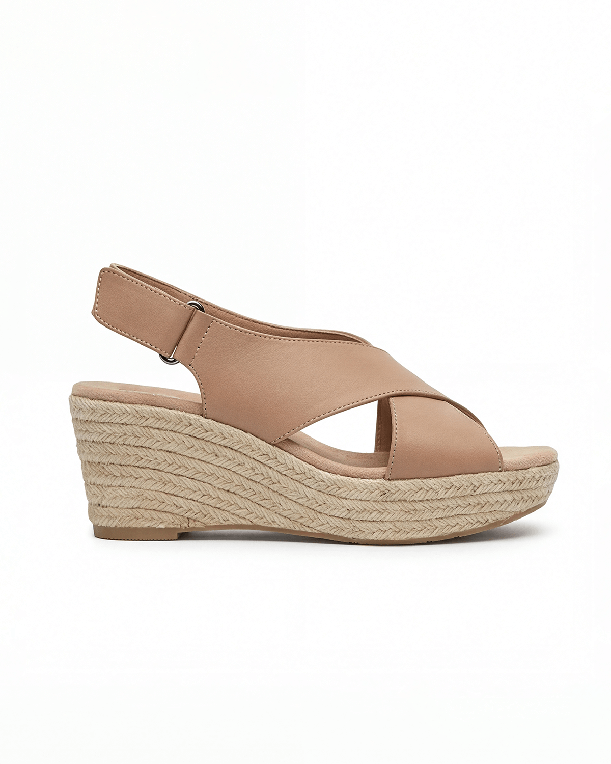 Women’s Nude Crisscross Espadrille Platform Wedge Sandals