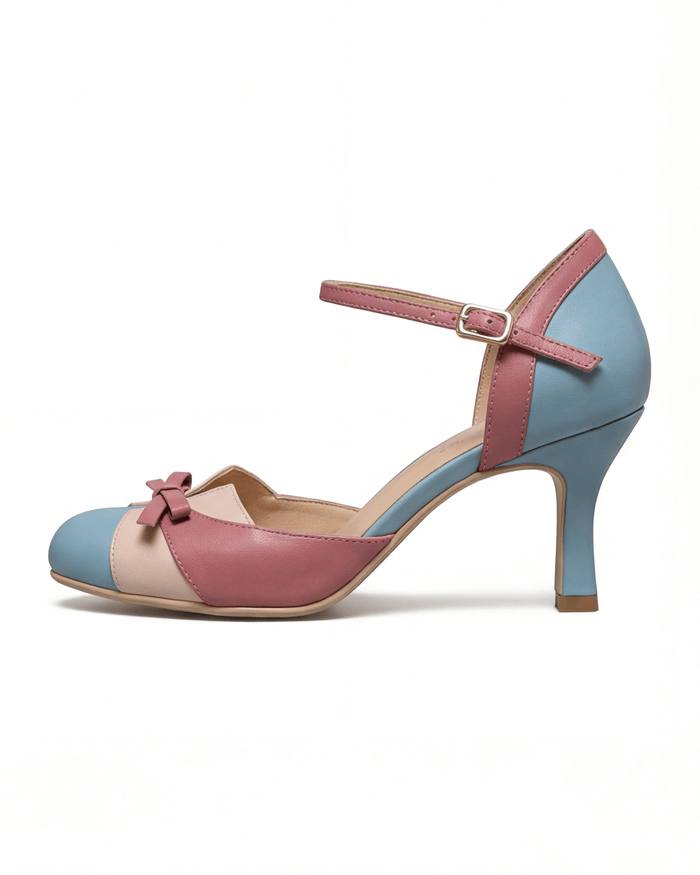 Women’s Pastel Colorblock Bow Ankle-Strap Heels