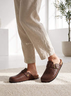 Women’s Woven Buckle Flat Clogs