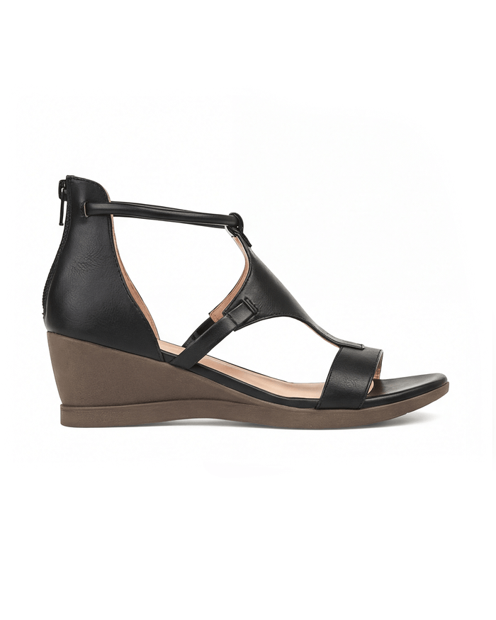 Women’s Ankle-Tie Wedge Sandals with Wide Strap