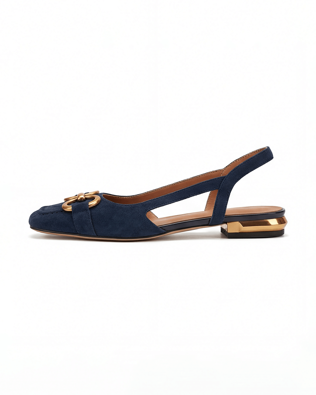 Women’s Slingback Flats with Gold Chain Detail
