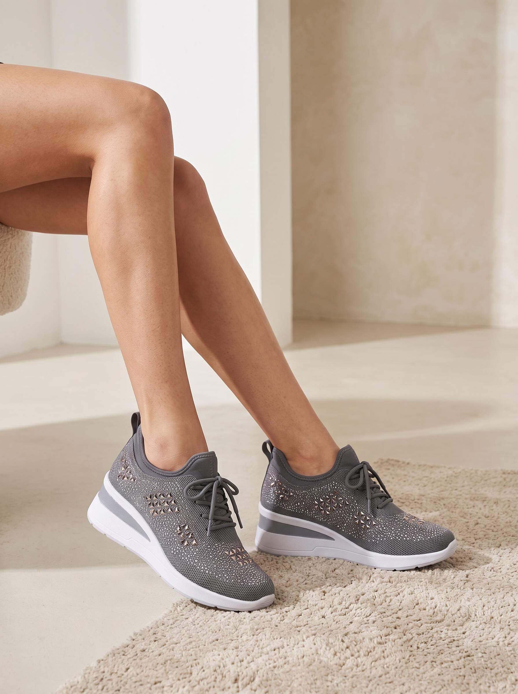 Women’s Embellished Knit Wedge Sneakers