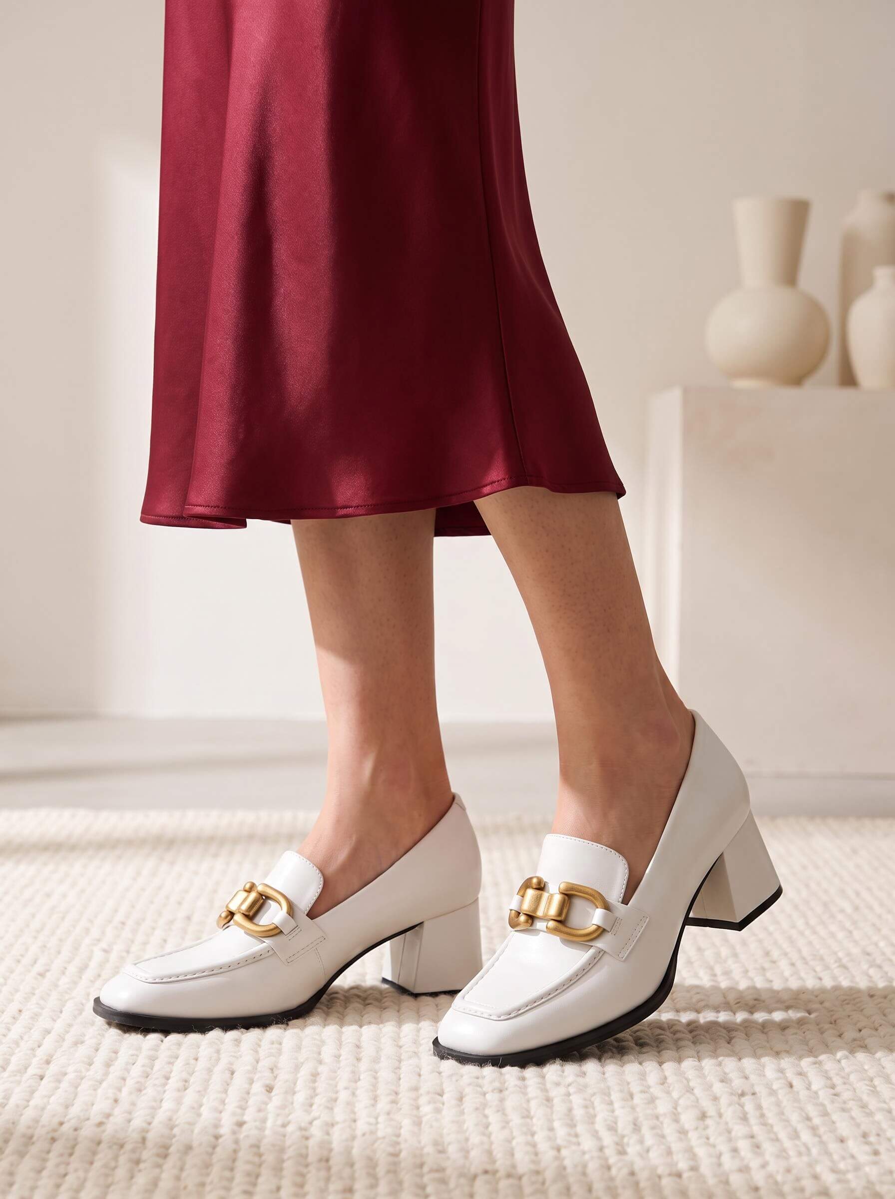 Women’s Horsebit Square-Toe Block-Heel Loafer Pumps