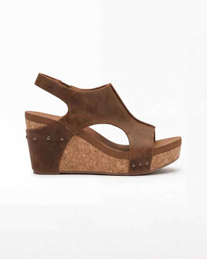 Women’s Cork-Look Cutout Slingback Wedge Sandals
