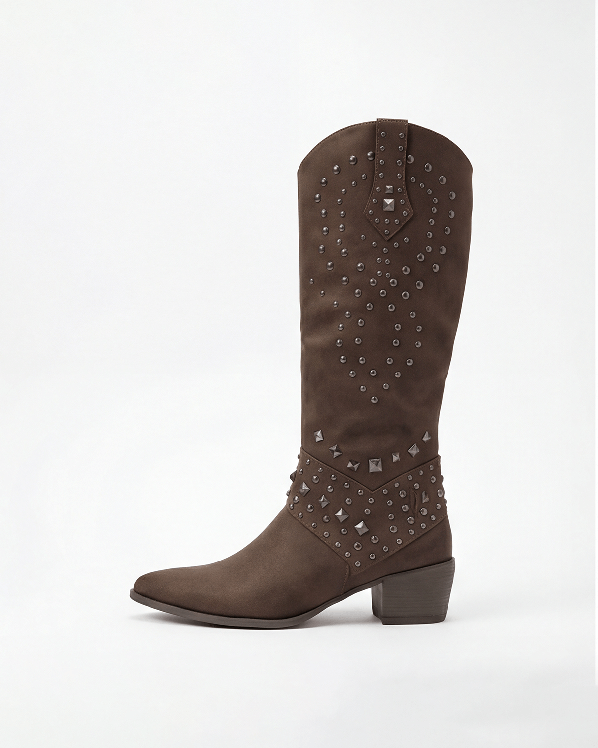 Women’s Western Studded Knee-High Boots with Block Heel