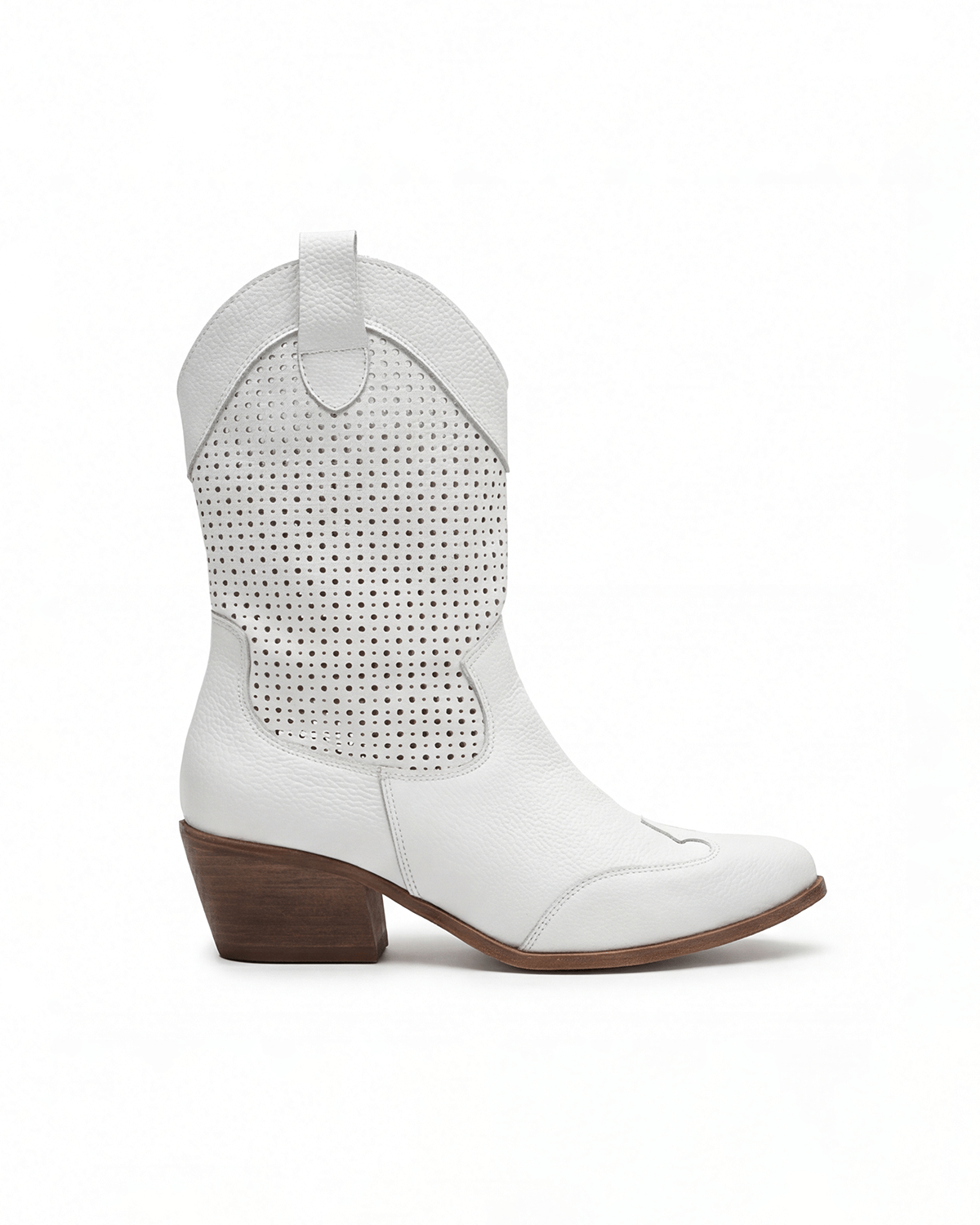 Women’s Perforated Western Mid-Calf Boots with Block Heel