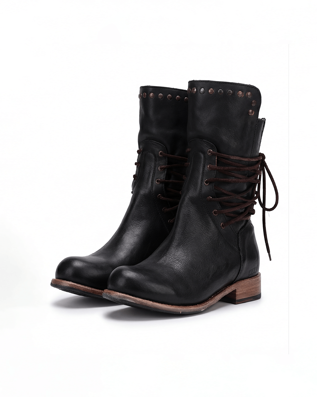 Women’s Lace-Up Ankle Boots with Studded Collar