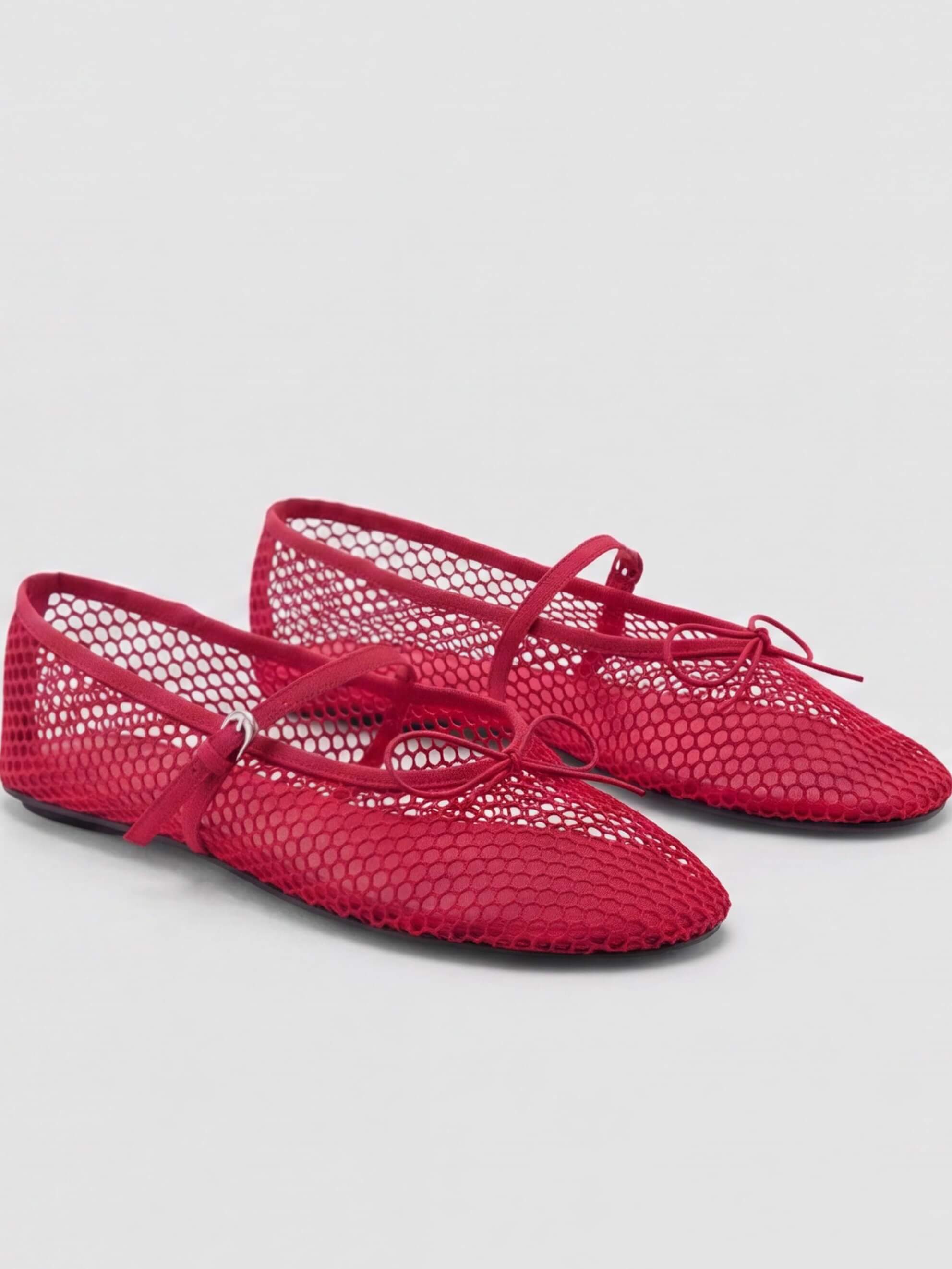 Women’s Mesh Bow-Detail Mary Jane Flats