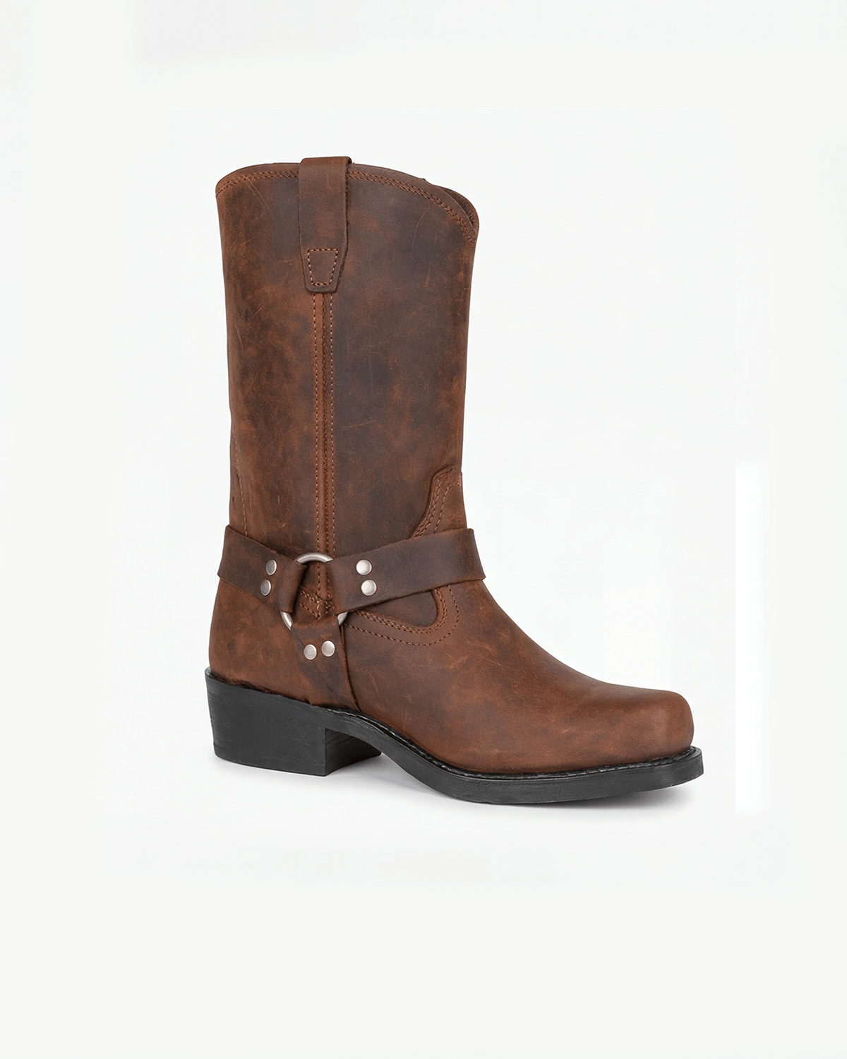 Women’s Mid-Calf Harness Boots with Low Heel