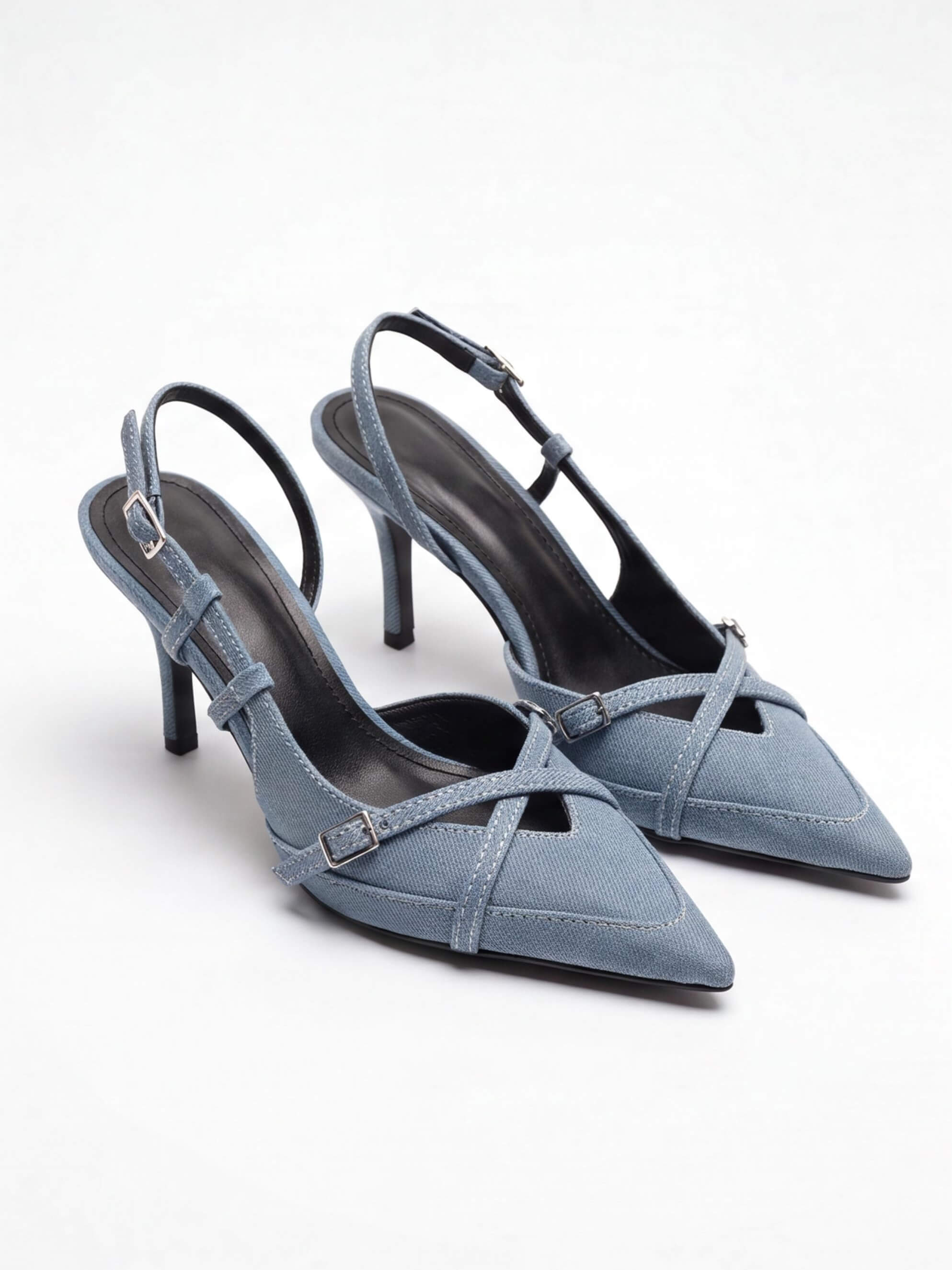 Women’s Strappy Pointed-Toe Slingback Kitten Heels