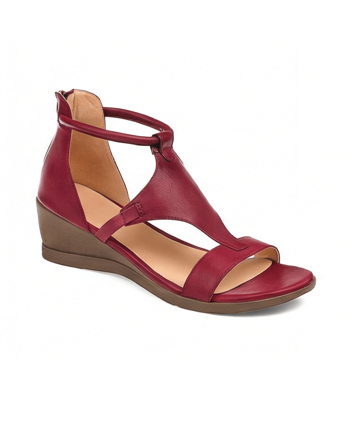 Women’s Ankle-Tie Wedge Sandals with Wide Strap