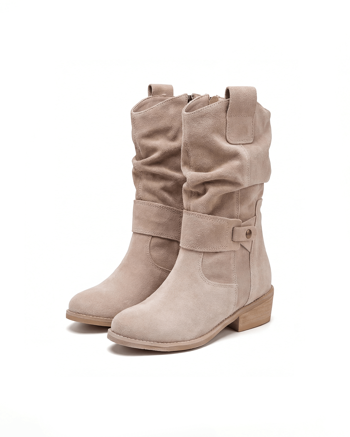 Women’s Slouch Buckle Strap Mid-Calf Boots
